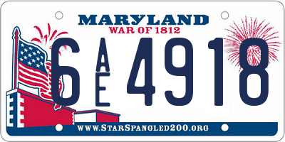 MD license plate 6AE4918
