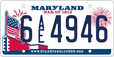 MD license plate 6AE4946