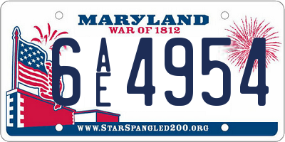 MD license plate 6AE4954