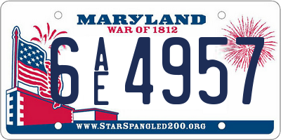 MD license plate 6AE4957