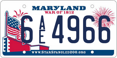 MD license plate 6AE4966