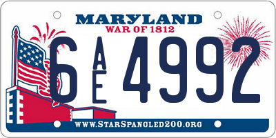 MD license plate 6AE4992