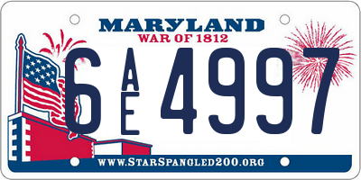 MD license plate 6AE4997