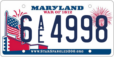 MD license plate 6AE4998