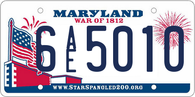 MD license plate 6AE5010