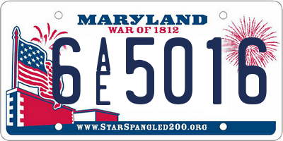 MD license plate 6AE5016