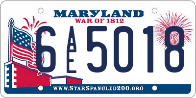 MD license plate 6AE5018