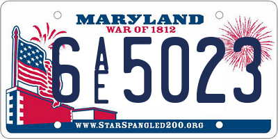 MD license plate 6AE5023