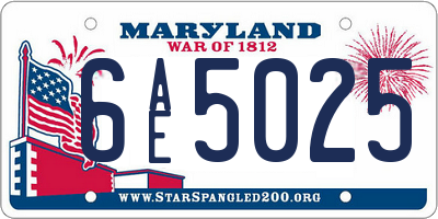 MD license plate 6AE5025