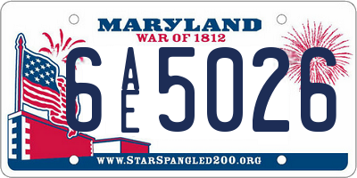 MD license plate 6AE5026