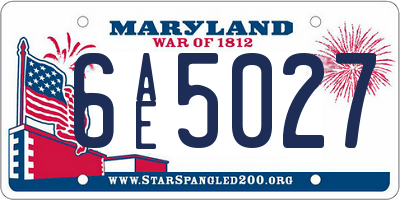 MD license plate 6AE5027