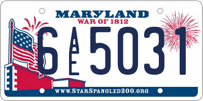 MD license plate 6AE5031