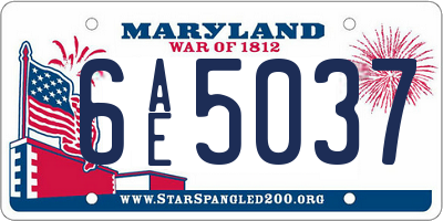 MD license plate 6AE5037
