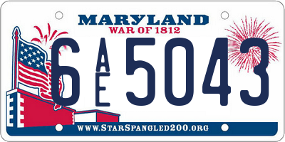 MD license plate 6AE5043