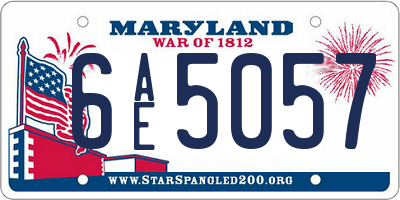 MD license plate 6AE5057