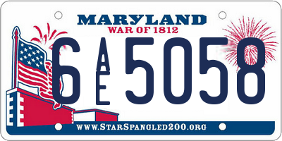 MD license plate 6AE5058