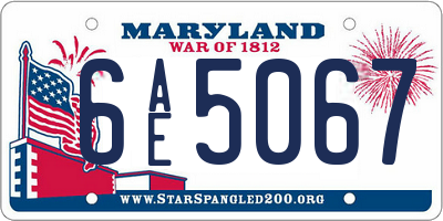 MD license plate 6AE5067