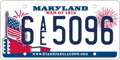 MD license plate 6AE5096