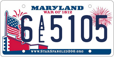 MD license plate 6AE5105