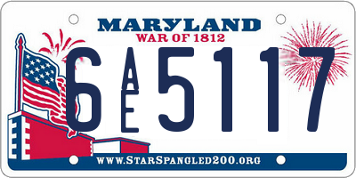 MD license plate 6AE5117