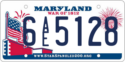 MD license plate 6AE5128