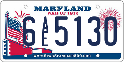 MD license plate 6AE5130