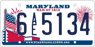 MD license plate 6AE5134