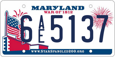 MD license plate 6AE5137
