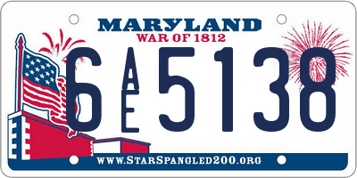 MD license plate 6AE5138