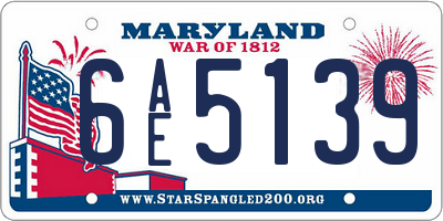 MD license plate 6AE5139