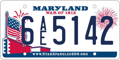 MD license plate 6AE5142