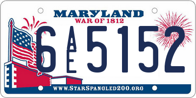 MD license plate 6AE5152
