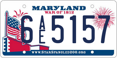MD license plate 6AE5157