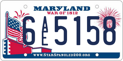 MD license plate 6AE5158