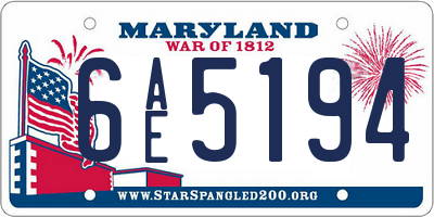MD license plate 6AE5194