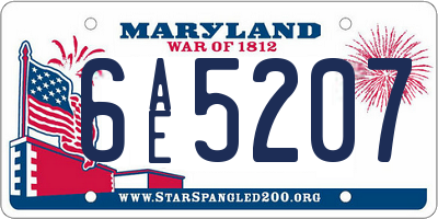 MD license plate 6AE5207