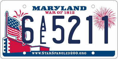 MD license plate 6AE5211
