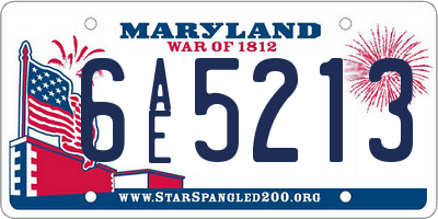 MD license plate 6AE5213