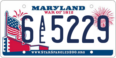 MD license plate 6AE5229