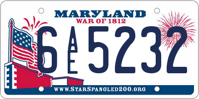 MD license plate 6AE5232
