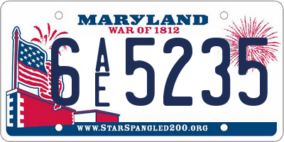 MD license plate 6AE5235