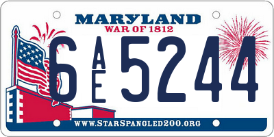 MD license plate 6AE5244