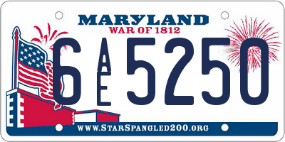 MD license plate 6AE5250