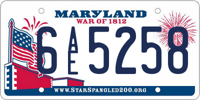 MD license plate 6AE5258