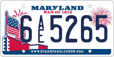 MD license plate 6AE5265