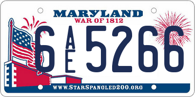 MD license plate 6AE5266