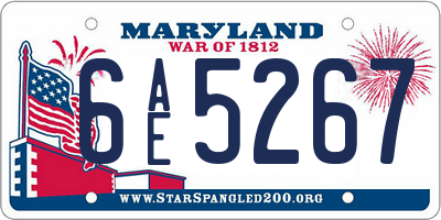 MD license plate 6AE5267
