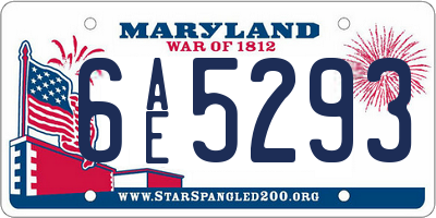 MD license plate 6AE5293