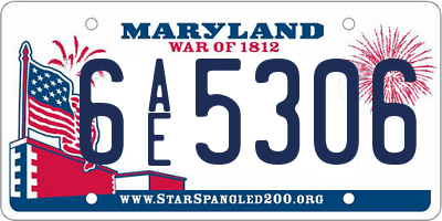 MD license plate 6AE5306