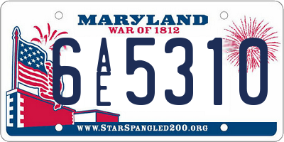 MD license plate 6AE5310